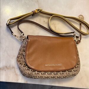 Michael Kors Tan and Brown Crossbody Bag